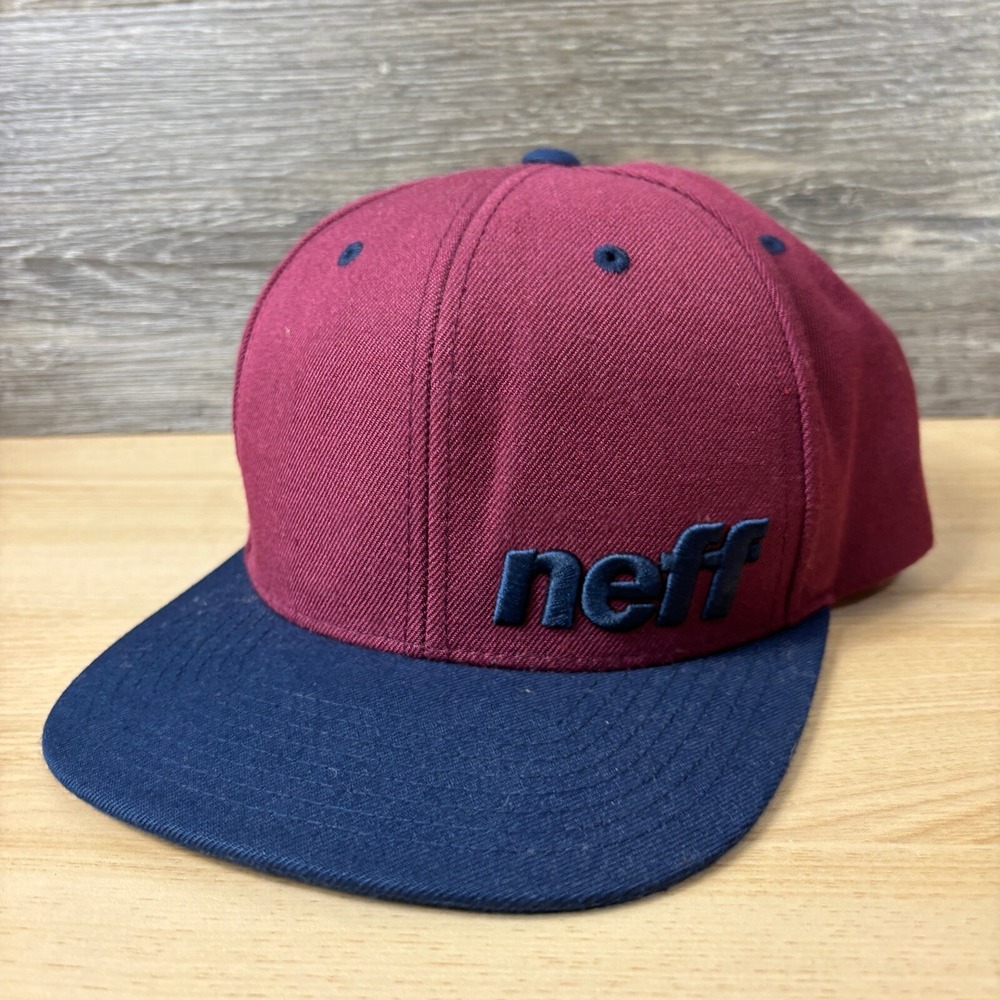 Neff Hat Cap Snap Back Blue Red Maroon Logo Adjustable Outdoors